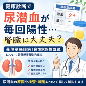 健康診断で尿潜血が毎回陽性…腎臓は大丈夫？のアイキャッチ画像